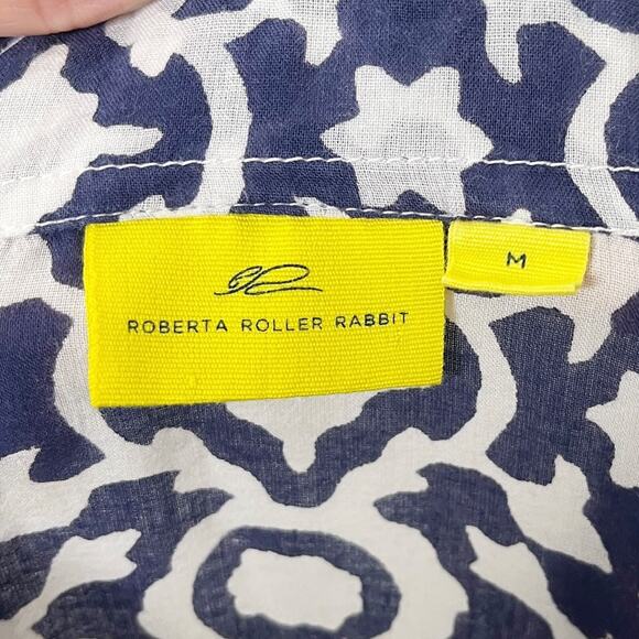 Roberta Roller Rabbit Women's Mouffa Shirt Dress M Blue White Print Long Sleeve - Picture 10 of 12